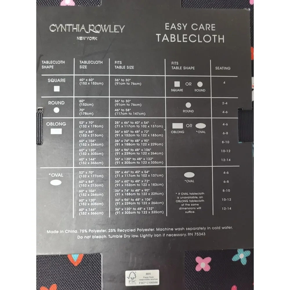 Cynthia Rowley Day of the Dead Skulls Tablecloth Oblong 60